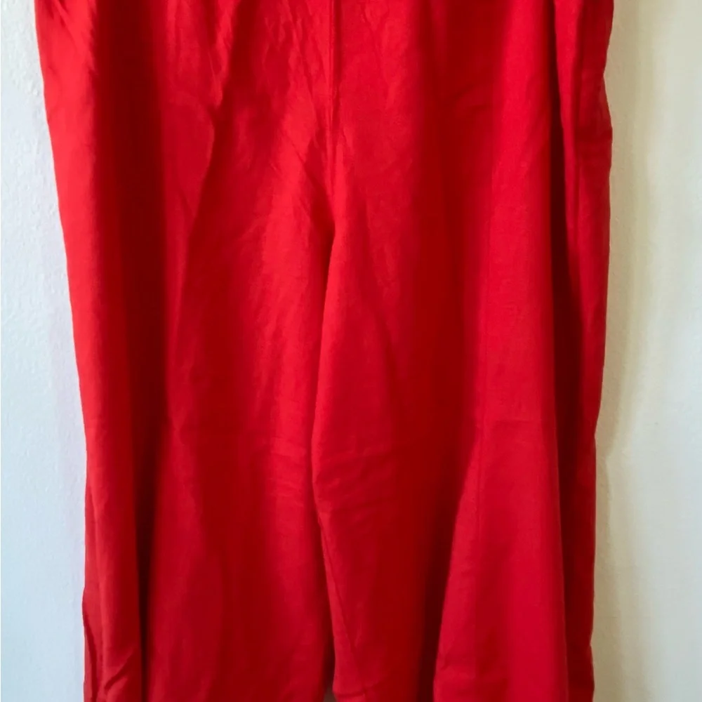 Anthropologie Bright Red Wide-Leg Pants 12 - Picture 3 of 10